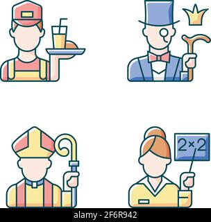Social class type RGB color icons set Stock Vector