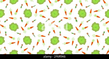 ecological vegetables. microgreens. vegetables pattern seamless. Home farm. Home garden. A vegetable garden on the windowsill. Stock Vector