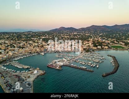 Aerial view of the island of Greek island Egina Stock Photo