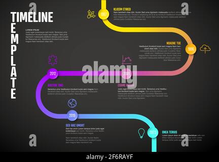 Vector Infographic Company Milestones curved Timeline with twirl ...