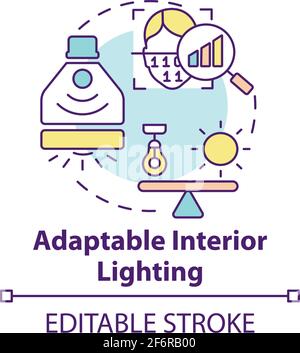 Adaptable interior lighting concept icon Stock Vector