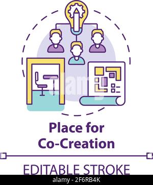 Place for co-creation concept icon Stock Vector