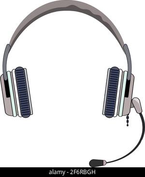 Classic headphones with a microphone. Vector eps10 illustration headset with headphone and microphone in beige colors. Isolated on white background Stock Vector