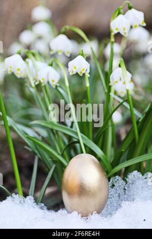Easter eggs snowflake outdoors Stock Photo
