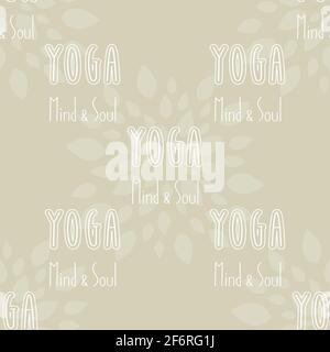 Abstract seamless pattern with leafs and text,vector illustration Stock Vector