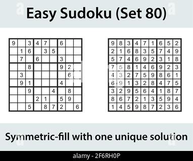 Vector Sudoku puzzle with solution - easy difficulty level Stock Vector  Image & Art - Alamy