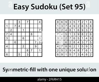 Vector Sudoku puzzle with solution - easy difficulty level Stock Vector