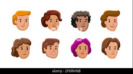People icons set. Male and female faces avatars. Cartoon vector illustration Stock Vector