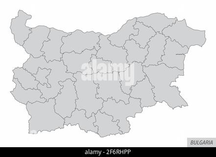 The Bulgaria isolated map divided in regions Stock Vector