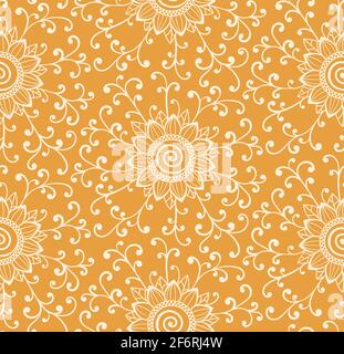 Pink Sunflower and curles floral pattern. Simple seamless vector illustration for wrapping paper, fabric,cloth Stock Vector