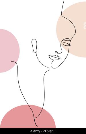 Young woman face prints boho vector wall art trendy. Bohemian style with line art elements, Minimalist abstract beauty fashion, art boho design for co Stock Vector