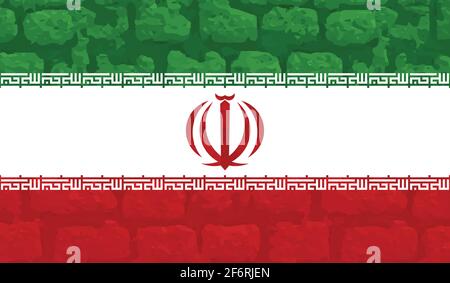 Iran flag with the effect of crumpled paper and grunge Stock Vector