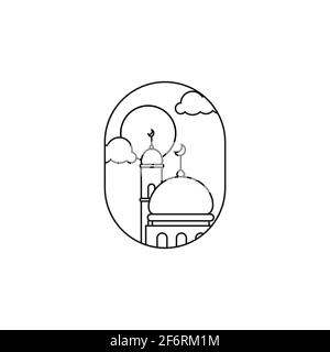 the minimalist monoline mosque logo Stock Vector