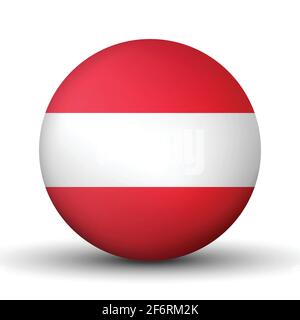 Glass light ball with flag of Austria. Round sphere, template icon. Austrian national symbol. Glossy realistic ball, 3D abstract vector illustration Stock Vector