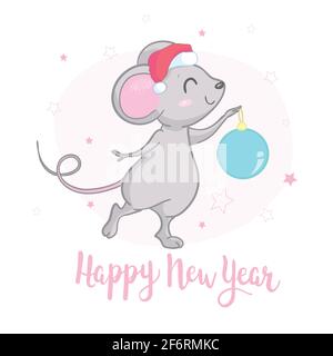 ?ute little mice in new year clothes. Stock Vector