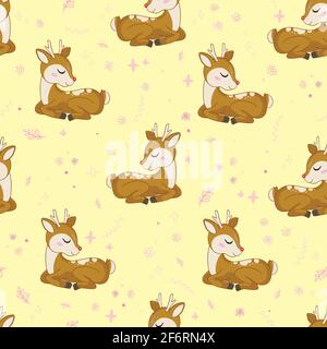 Cute deer heads seamless pattern. Christmas background. Vector illustration Stock Vector