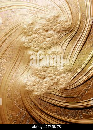 Abstract black and white digital fractal art illustration, stucco effect with flowers Stock Photo