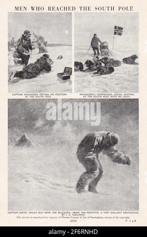 South Pole, Antarctic - Vintage black and white photos / illustrations - Amundsen / Oates / Wisting.
