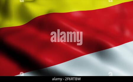 3D Illustration of a waving Austria State flag of Carinthia state Stock Photo