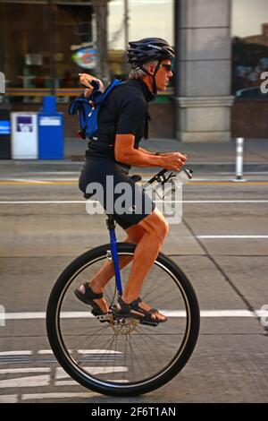 Unicycle in Seattle, USA Stock Photo