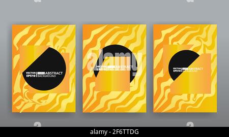 Yellow creative futuristic abstract vector background, dynamic modern yellow page temples set, summer vibes geometric lines and dots design, shiny ele Stock Vector