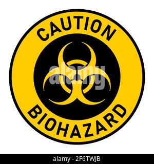 Caution Biohazard or Biological Hazard or Quarantine Round Adhesive or Sticker Icon. Vector Image. Stock Vector