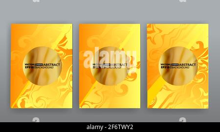 Yellow creative futuristic abstract vector background, dynamic modern yellow page temples set, summer vibes geometric lines and dots design, shiny ele Stock Vector