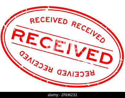 Grunge red received word oval rubber seal stamp on white background ...