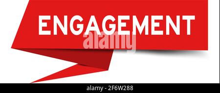 Red paper speech banner with word engagement on white background (Vector) Stock Vector