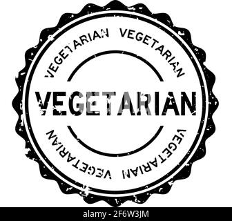 Grunge black vegetarian word round rubber seal stamp on white background Stock Vector