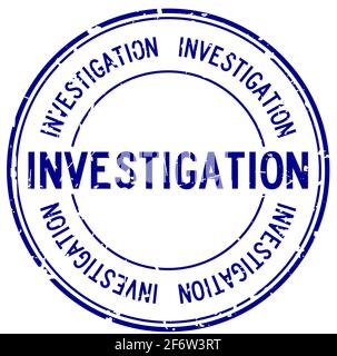 Grunge blue investigation word round rubber seal stamp on white background Stock Vector