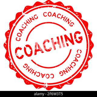 Grunge red coaching word round rubber seal stamp on white background Stock Vector