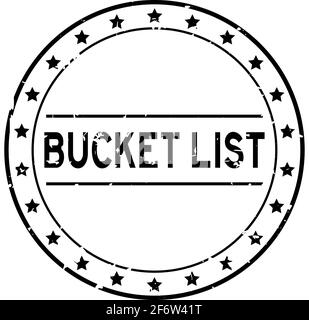 Grunge black bucket list word round rubber seal stamp on white background Stock Vector