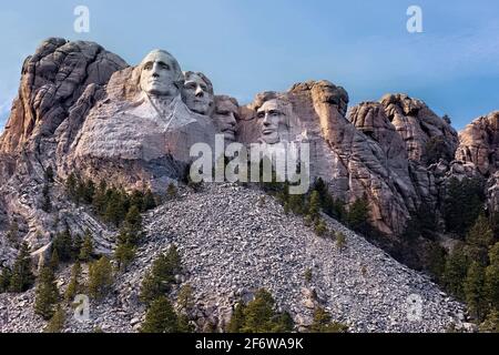 Presidents sculptures at Mount Rushmore National Memorial, South Dakota, USA.