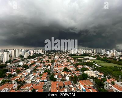 Cumulus nimbus cloud in the city. Stock Photo