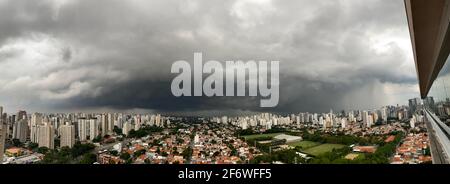 Cumulus nimbus cloud in the city. Stock Photo