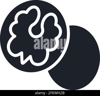 Walnut icon. Black isolated silhouette of nuts. Fill solid icon. Modern design. Vector illustration. Healthy food and vitamins Stock Vector