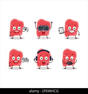 Beef cartoon character are playing games with various cute emoticons ...