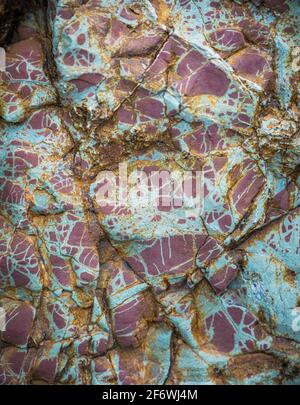 Conglomerate rock boulder on Ruby Beach in Olympic National Park, Washington Stock Photo