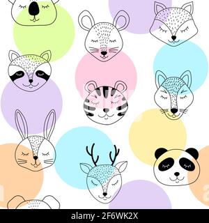 Seamless pattern with cute animals Stock Vector