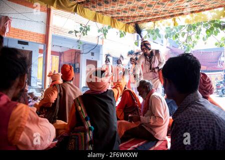 The Jangam or Jangama are a Shaiva order of religious monks. They are the priests or gurus of the Hindu Shaiva. Jangamas are also gurus of Veershaiva' sect. Jangamas are disciples of Lord Shiva as mentioned in Basava Puranas. A visit of a jangam to a house is treated as the visit of Lord Shiva himself and the jangam shall be given good alms and the jangam blesses the natives. The Jangam is the wandering holy man in Virashaivism. The meaning of word Jangam is 'moving linga' and considered superioir to 'sthira linga'. Jangama is one who is endowed with true spirit of Agamic knowledge, and has sa Stock Photo