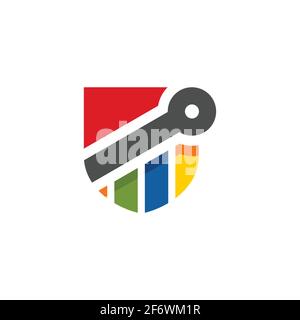 abstract colorful shield shape financial logo. finance arrow bar chart or stock exchange icon symbol. logo template ready for use Stock Vector