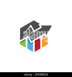 abstract colorful hexagon financial logo. finance bar chart or stock exchange icon symbol. logo template ready for use Stock Vector