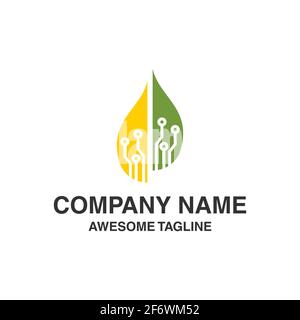 abstract leaf technology logo. nature technology symbol. logo template ready for use Stock Vector