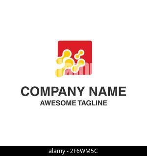 abstract square with circle technology logo. technology icon. logo template ready for use Stock Vector