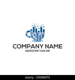 cup data technology logo template Stock Vector