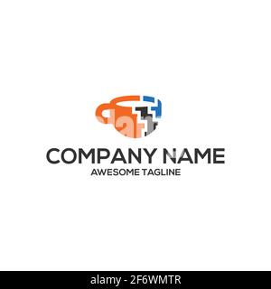 cup data technology logo template Stock Vector
