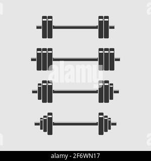 Set of barbells.barbells for gym, fitness and athletic icon template. Weightlifting and bodybuilding equipment. Vector eps 10 Stock Vector