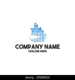 Abstract ship logo - vector modern logo template concept illustration. Ocean ship graphic. Marine boat transport symbol. Nautical icon. vector eps 10 Stock Vector