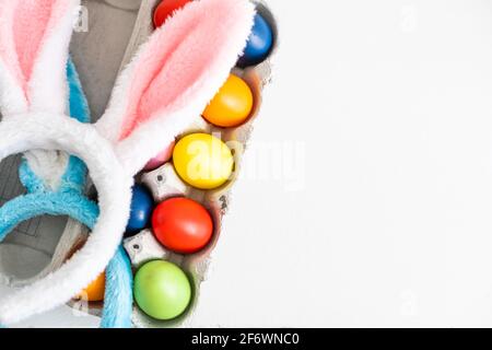 Colorful Easter Egg bottom border over a background. Copy space Stock Photo
